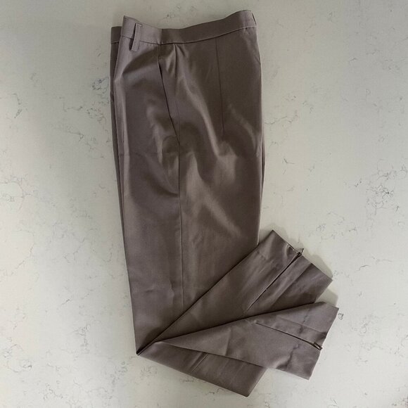 Jil Sander Pants - Jil Sander Pur New Wool Hi Rise Pants w Cuff Zip Detail Neutral Taupe Sz 34